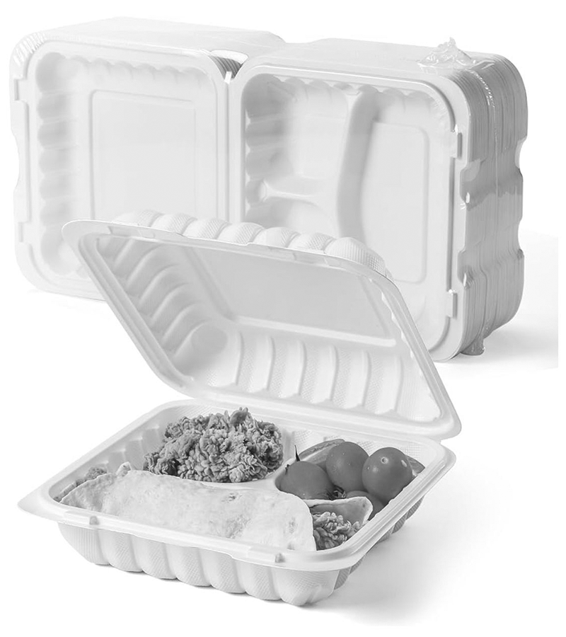 Eco-Friendly Hinged Food Box – 3-Compartment