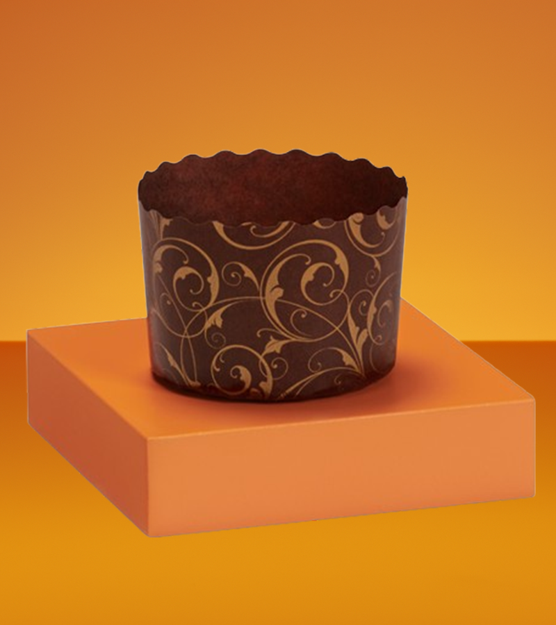 Panettoncino mould – brown paper gold print