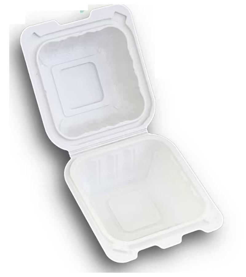 5x5 White Clear Recycled Plastic Lunch Box – 1 Compartment