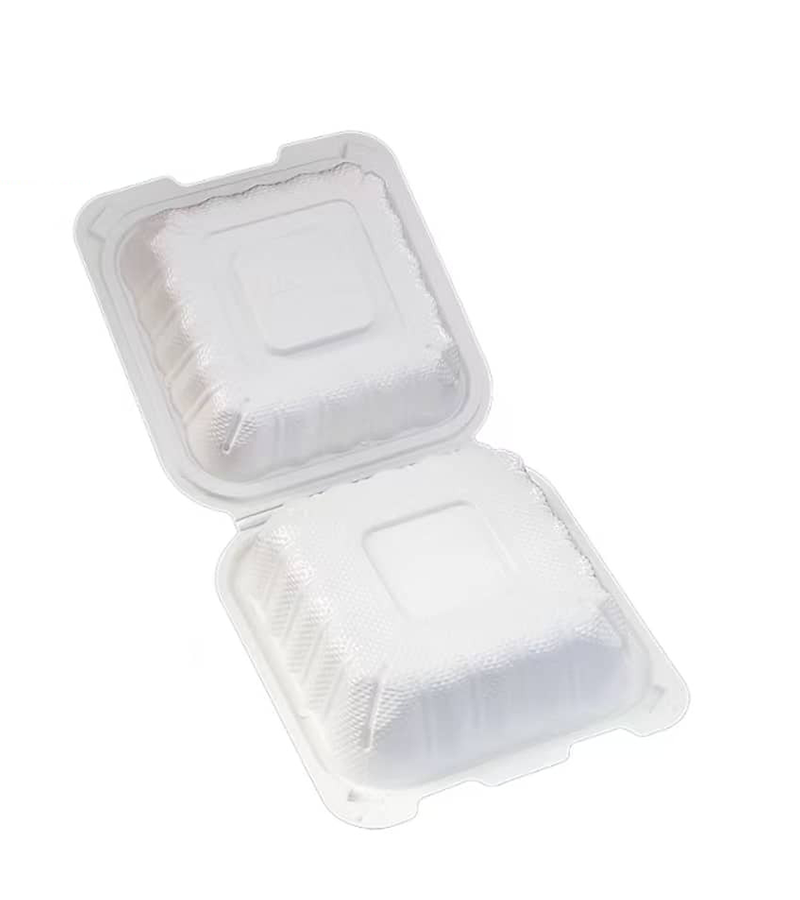6x6 White Clear Recycled Plastic Lunch Box – 1 Compartment