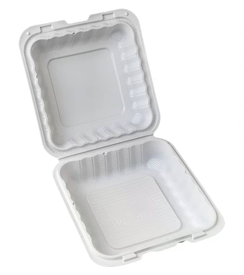 8x8 White Clear Recycled Plastic Lunch Box – 1 Compartment