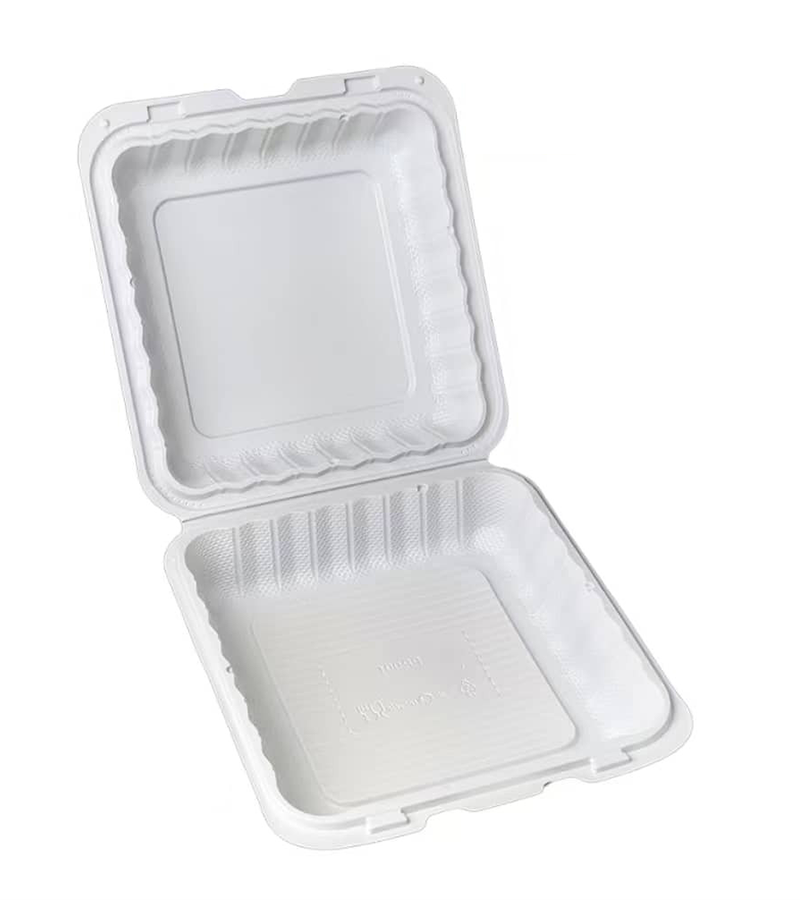 9x9 White Clear Recycled Plastic Lunch Box – 1 Compartment